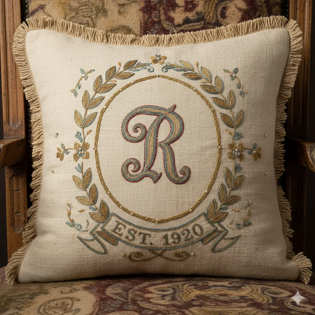 Custom Embroidered Vintage Cushion Cover